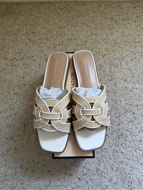 BCBGeneration Shoes - BCBGeneration Meltem-2 Natural Woven Slide Sandals Size 11 NEW